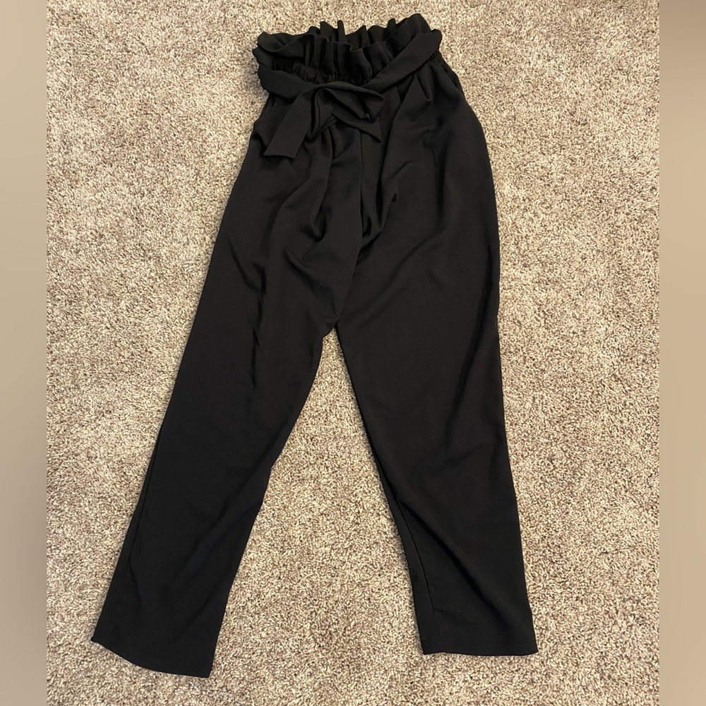 Black tie waist work/casual pants. M